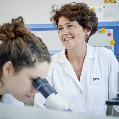 Two women working in a lab. 